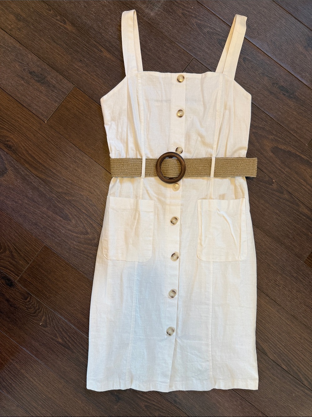 HAVE Los Angeles White Belted Button-Up Mini Dress - Size Medium